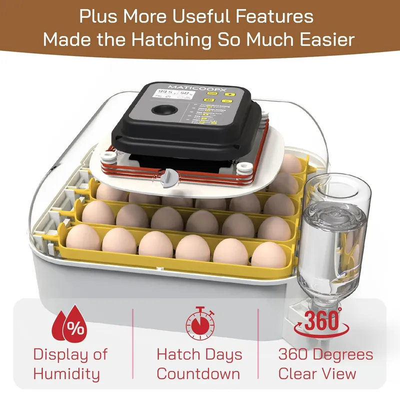 MATICOOPX 30 Egg Incubator with Humidity Display, Automatic Egg Turner